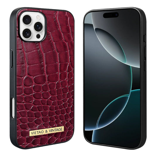 For iPhone 16 Pro VIETAO Alligator Texture PU Phone Case(Red) - iPhone 16 Pro Cases by VIETAO | Online Shopping UK | buy2fix