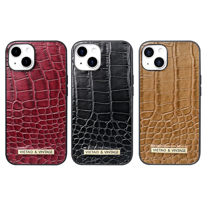 For iPhone 16 VIETAO Alligator Texture PU Phone Case(Black) - iPhone 16 Cases by VIETAO | Online Shopping UK | buy2fix