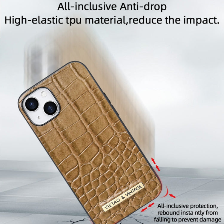 For iPhone 16 Pro Max VIETAO Alligator Texture PU Phone Case(Brown) - iPhone 16 Pro Max Cases by VIETAO | Online Shopping UK | buy2fix