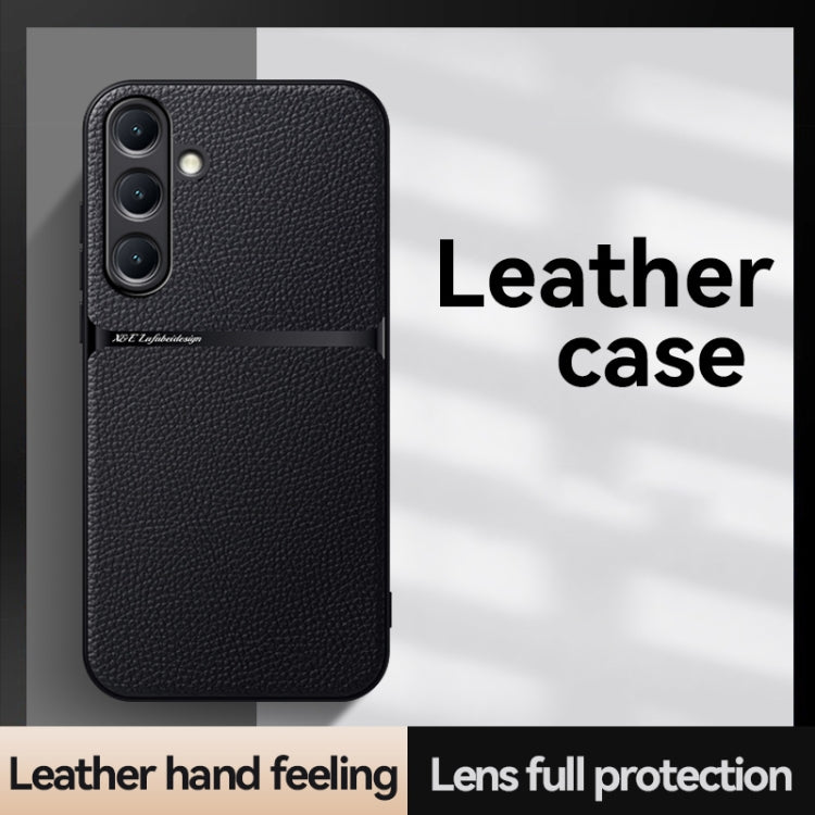 For Samsung Galaxy S25+ 5G Litchi Leather Magnetic Full Coverage Shockproof Phone Case(Black) - Galaxy S25+ 5G Cases by buy2fix | Online Shopping UK | buy2fix