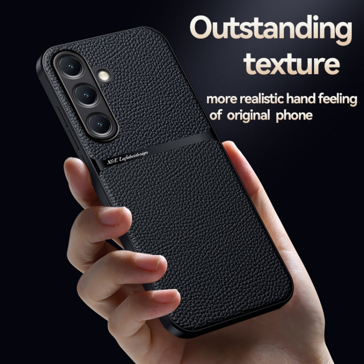 For Samsung Galaxy S25+ 5G Litchi Leather Magnetic Full Coverage Shockproof Phone Case(Black) - Galaxy S25+ 5G Cases by buy2fix | Online Shopping UK | buy2fix