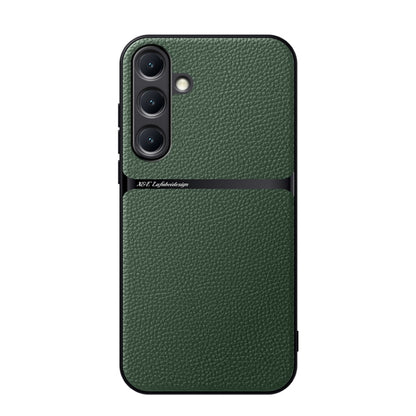 For Samsung Galaxy S25 5G Litchi Leather Magnetic Full Coverage Shockproof Phone Case(Green) - Galaxy S25 5G Cases by buy2fix | Online Shopping UK | buy2fix