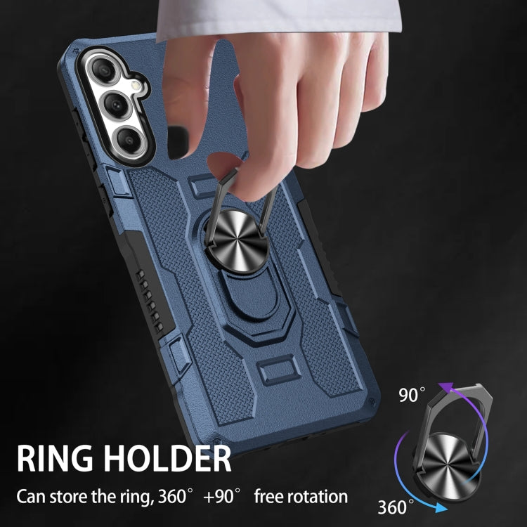 For Samsung Galaxy S25 5G Ring Holder Armor Hybrid Phone Case(Blue) - Galaxy S25 5G Cases by buy2fix | Online Shopping UK | buy2fix