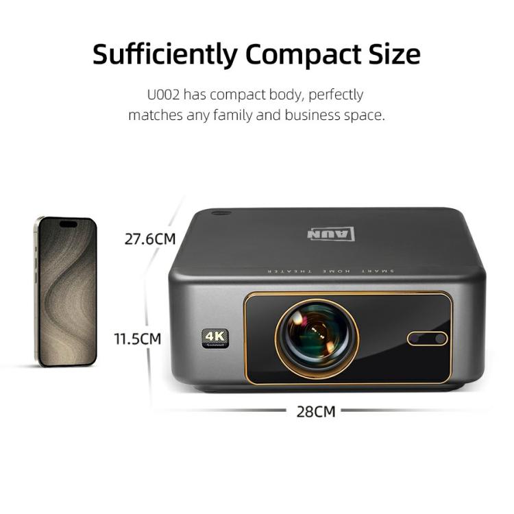 AUN U002 1920x1080P 970ANSI Android 12 Home Theater Smart Projector, US Plug(Dark Grey) - LED Projector by AUN | Online Shopping UK | buy2fix