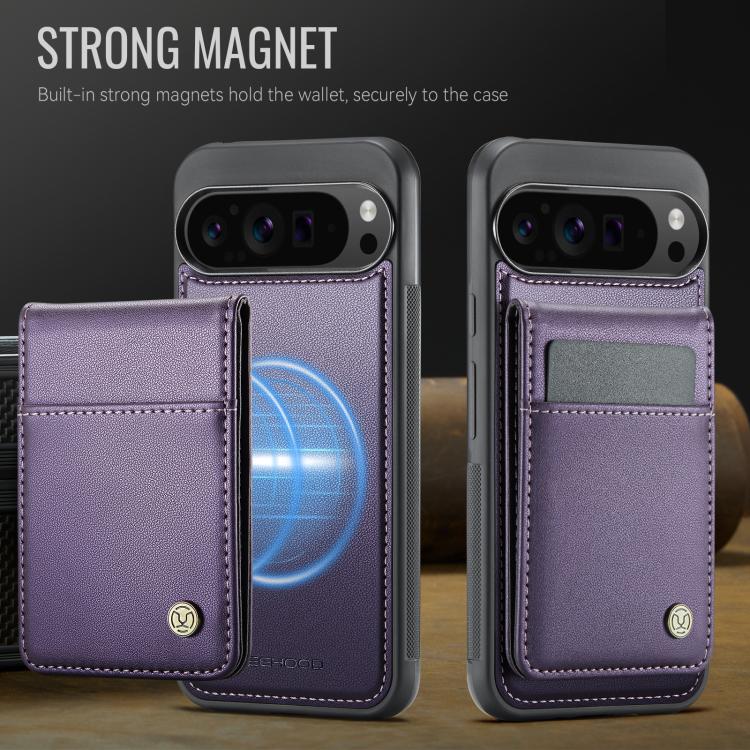 For Google Pixel 9 Pro XL JEEHOOD J06 British Style RFID MagSafe Card Bag PU Phone Case(Purple) - Google Cases by JEEHOOD | Online Shopping UK | buy2fix