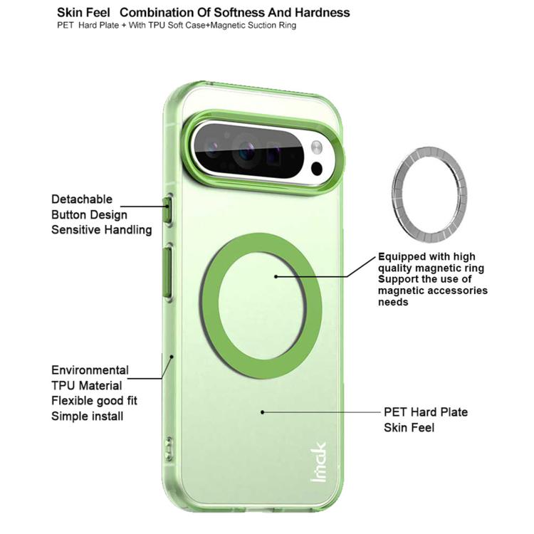 For Google Pixel 9 / 9 Pro IMAK Candy Series Shockproof MagSafe Phone Case(Green) - Google Cases by imak | Online Shopping UK | buy2fix