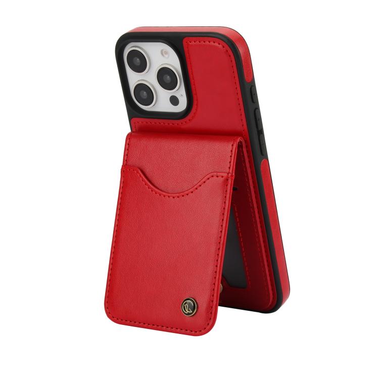 For iPhone 16 Pro AwQuer Vertical Flip Card Bag Holder Leather Phone Case(Red) - iPhone 16 Pro Cases by Awquer | Online Shopping UK | buy2fix