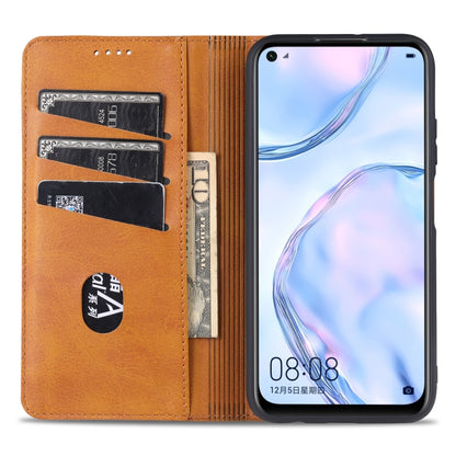 For Huawei P40 Lite / nova 6 SE AZNS Magnetic Calf Texture Horizontal Flip Leather Case with Card Slots & Holder & Wallet(Dark Brown) - Huawei Cases by AZNS | Online Shopping UK | buy2fix