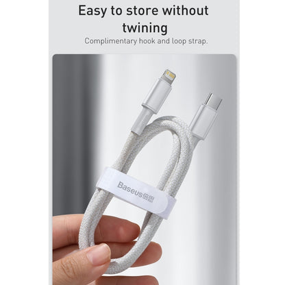 Baseus 20W Type-C / USB-C to 8 Pin PD High-density Braided Fast Charging Data Cable, Length: 1m(White) - Normal Style Cable by Baseus | Online Shopping UK | buy2fix