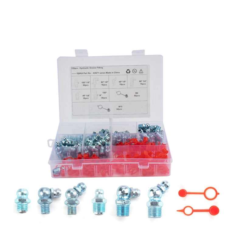 220 in 1 Zerk Oil Grease Fitting Assortment Kits with Dust Cover Cap - Pipes & Fittings by buy2fix | Online Shopping UK | buy2fix
