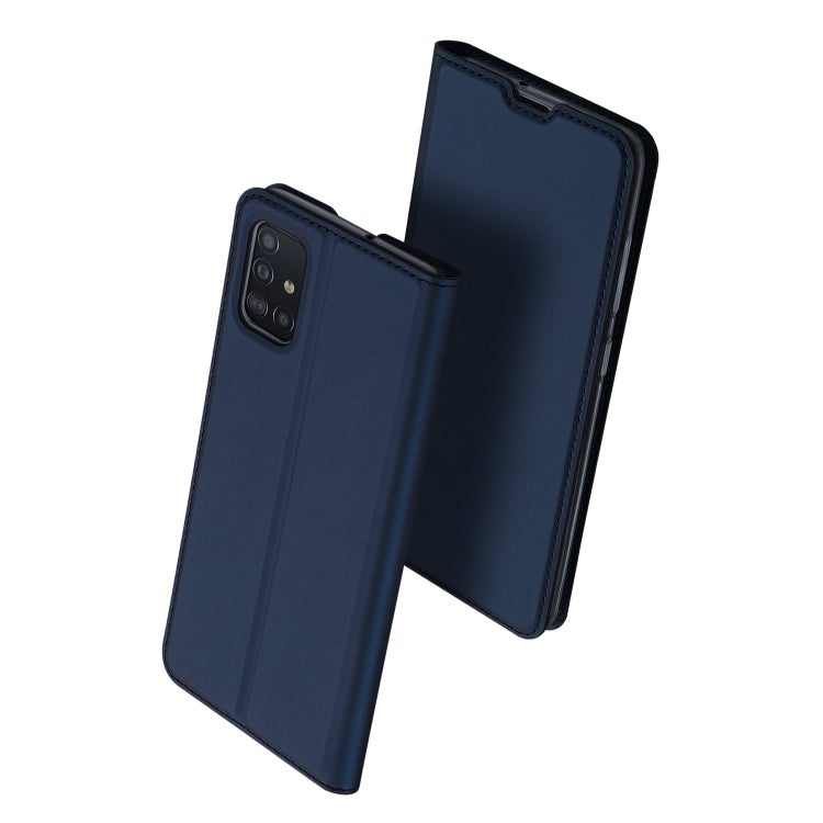 For Samsung Galaxy A51 DUX DUCIS Skin Pro Series Horizontal Flip PU + TPU Leather Case with Holder & Card Slots(Blue) - Galaxy Phone Cases by DUX DUCIS | Online Shopping UK | buy2fix