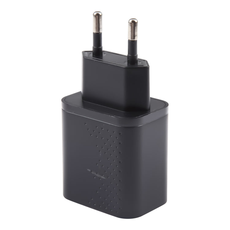 LZ-105A+C PD 20W USB-C/Type-C+QC 3.0 USB Ports Dot Pattern Travel Charger, EU Plug(Black) - USB Charger by buy2fix | Online Shopping UK | buy2fix