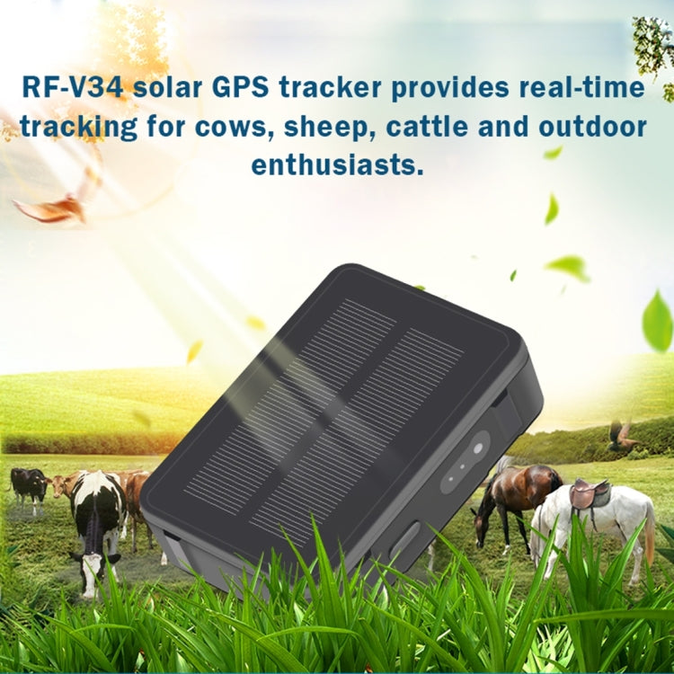 RF-V34 Sheep Cow Cattle Livestock IP67 Waterproof Solar GSM GPS WiFi Tracking without Fixed Bottom Plate, Support Voice Monitoring & Anti-remove Alarm & SOS - Pet Tracker by buy2fix | Online Shopping UK | buy2fix