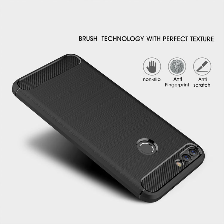 For Huawei  P smart / Enjoy 7S Brushed Texture Carbon Fiber Shockproof TPU Protective Back Case (Navy Blue) - Huawei Cases by buy2fix | Online Shopping UK | buy2fix