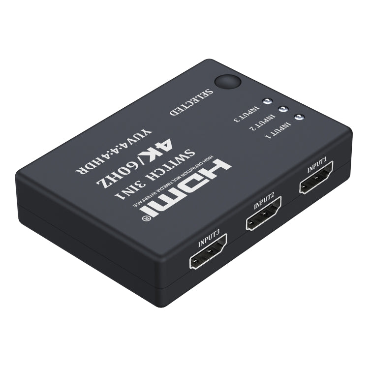 3 In 1 Out 4K 60Hz HD Video HDMI Switcher with Infrared Remote Control - Switch by buy2fix | Online Shopping UK | buy2fix