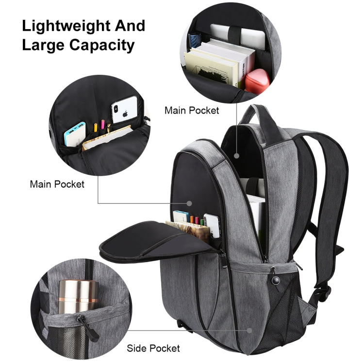 HAWEEL 14W Foldable Removable Solar Power Outdoor Portable Canvas Dual Shoulders Laptop Backpack, USB Output: 5V 2.1A Max(Grey) - Backpack by HAWEEL | Online Shopping UK | buy2fix