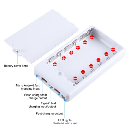 HAWEEL DIY 6 x 18650 Battery 24W Fast Charge Power Bank Box Case with Display, Not Include Battery (White) - Power Bank Box by HAWEEL | Online Shopping UK | buy2fix