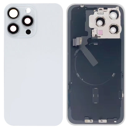 For iPhone 15 Pro Max Glass Battery Back Cover with Flash Bracket + Wireless Charging Module(White) - Back Cover by buy2fix | Online Shopping UK | buy2fix