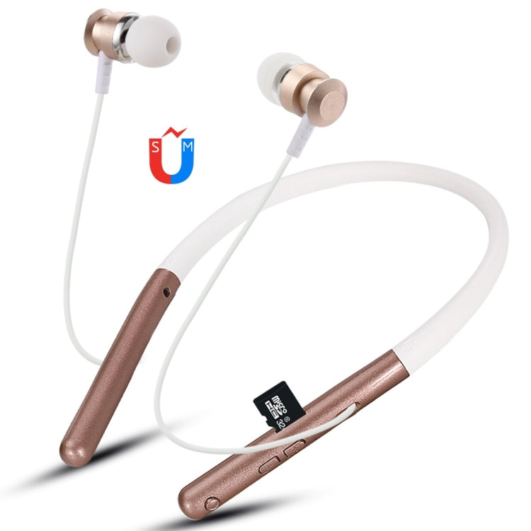 F108 Bluetooth 4.2 Hanging Neck Design Bluetooth Headset, Support Music Play & Switching & Volume Control & Answer(Gold) - Neck-mounted Earphone by buy2fix | Online Shopping UK | buy2fix