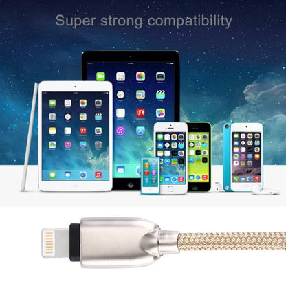 1m Woven 108 Copper Cores 8 Pin to USB Data Sync Charging Cable for iPhone, iPad(Gold) - Normal Style Cable by buy2fix | Online Shopping UK | buy2fix