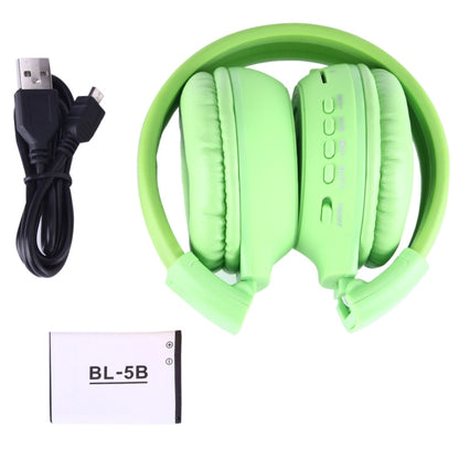 BS-N65 Headband Folding Stereo HiFi Wireless Headphone Headset with LCD Screen & TF Card Slot & LED Indicator Light & FM Function(Green) - Headset & Headphone by buy2fix | Online Shopping UK | buy2fix