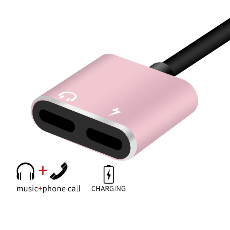 ENKAY Hat-prince HC-15 8 Pin + 3.5mm Jack to 8 Pin Charge Audio Adapter Cable, Support up to iOS 15.0(Rose Gold) - Earphone Adapter by ENKAY | Online Shopping UK | buy2fix