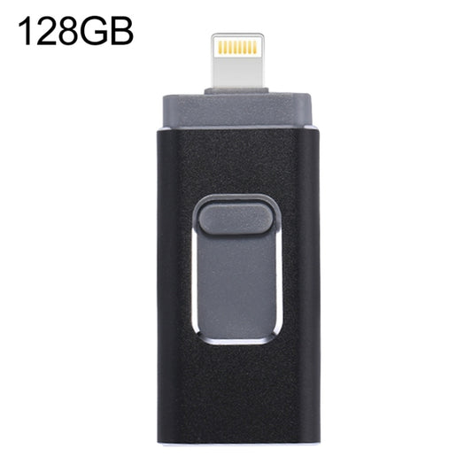 easyflash RQW-01B 3 in 1 USB 2.0 & 8 Pin & Micro USB 128GB Flash Drive(Black) - U Disk & Card Reader by buy2fix | Online Shopping UK | buy2fix