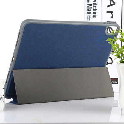 Mutural YASHI Series TPU + PU Cloth Pattern Texture Horizontal Flip Leather Case with Three-folding Holder & Pen Slot & Wake-up / Sleep Function For iPad Air 2022 / 2020 10.9(Blue) - iPad Air (2022) / (2020) 10.9 Cases by Mutural | Online Shopping UK | buy2fix