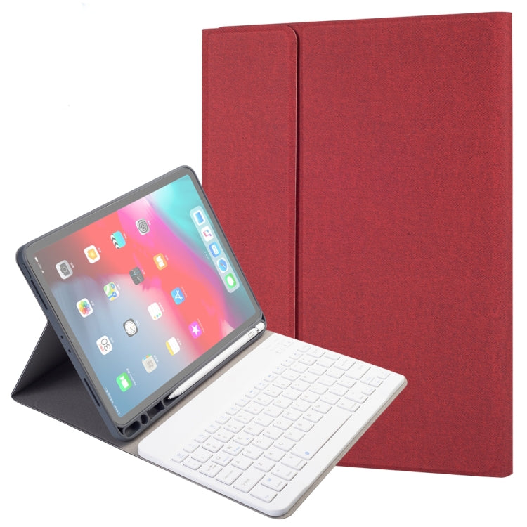 RK11 For iPad Pro 11 inch Silk Texture Detachable Plastic Bluetooth Keyboard Leather Tablet Case with Pen Slot & Stand Function(Red) - For iPad Pro by buy2fix | Online Shopping UK | buy2fix