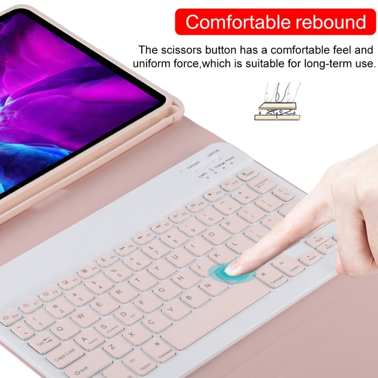 TG11B Detachable Bluetooth Pink Keyboard + Microfiber Leather Tablet Case for iPad Pro 11 inch (2020), with Pen Slot & Holder (Pink) - For iPad Pro by buy2fix | Online Shopping UK | buy2fix