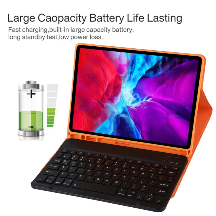 TG11B Detachable Bluetooth Black Keyboard + Microfiber Leather Tablet Case for iPad Pro 11 inch (2020), with Pen Slot & Holder (Orange) - For iPad Pro by buy2fix | Online Shopping UK | buy2fix