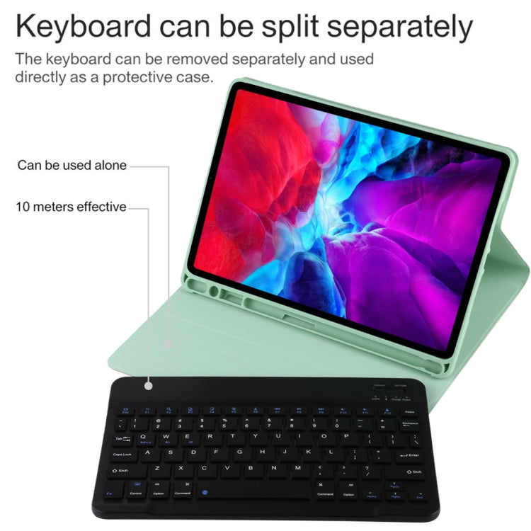 TG11B Detachable Bluetooth Black Keyboard + Microfiber Leather Tablet Case for iPad Pro 11 inch (2020), with Pen Slot & Holder (Green) - For iPad Pro by buy2fix | Online Shopping UK | buy2fix