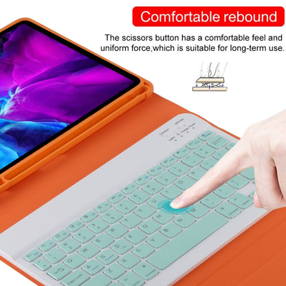 TG11B Detachable Bluetooth Green Keyboard + Microfiber Leather Tablet Case for iPad Pro 11 inch (2020), with Pen Slot & Holder (Orange) - For iPad Pro by buy2fix | Online Shopping UK | buy2fix