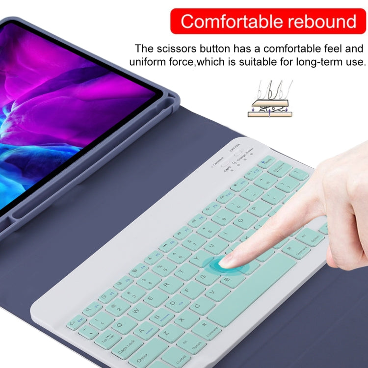 TG11B Detachable Bluetooth Green Keyboard + Microfiber Leather Tablet Case for iPad Pro 11 inch (2020), with Pen Slot & Holder (Purple) - For iPad Pro by buy2fix | Online Shopping UK | buy2fix