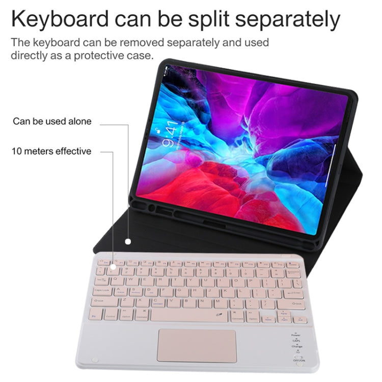 TG11BC Detachable Bluetooth Pink Keyboard Microfiber Leather Tablet Case for iPad Pro 11 inch (2020), with Touchpad & Pen Slot & Holder (Black) - For iPad Pro by buy2fix | Online Shopping UK | buy2fix