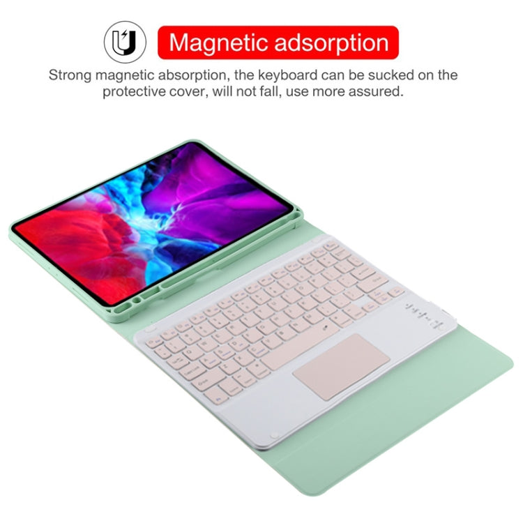 TG11BC Detachable Bluetooth Pink Keyboard Microfiber Leather Tablet Case for iPad Pro 11 inch (2020), with Touchpad & Pen Slot & Holder (Green) - For iPad Pro by buy2fix | Online Shopping UK | buy2fix