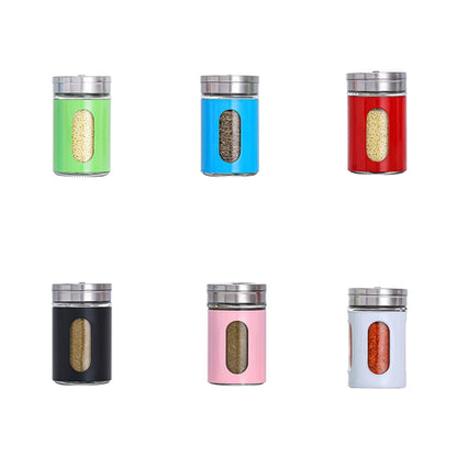 Stainless Steel Lid Glass Seasoning Jar Kitchen Supplies (Blue) - Condiment Bottles & Hip Flasks by buy2fix | Online Shopping UK | buy2fix