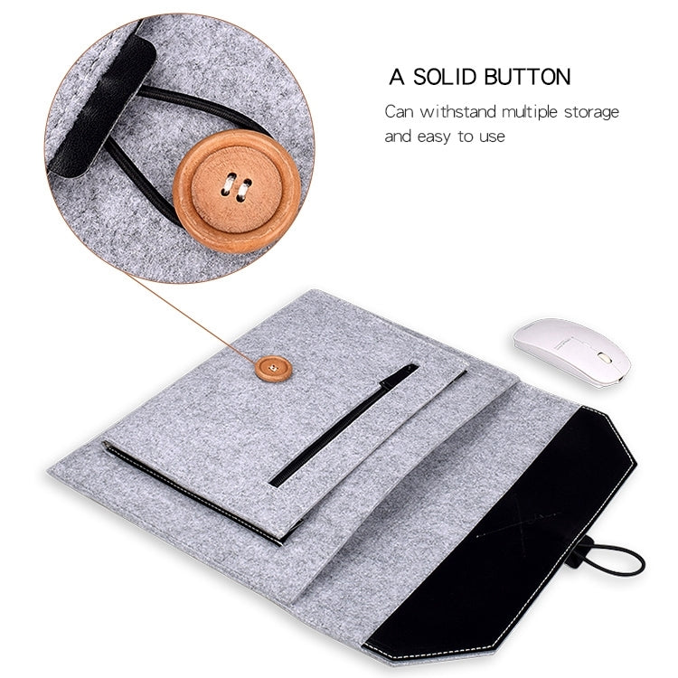 ND06 Multi-purpose Felt Button Laptop Inner Bag for 15.4 inch Laptop(Black) - 15 inch by buy2fix | Online Shopping UK | buy2fix