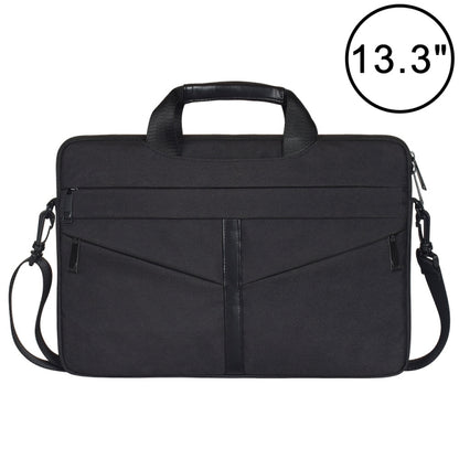 13.3 inch Breathable Wear-resistant Fashion Business Shoulder Handheld Zipper Laptop Bag with Shoulder Strap (Black) - 13.3 inch by buy2fix | Online Shopping UK | buy2fix