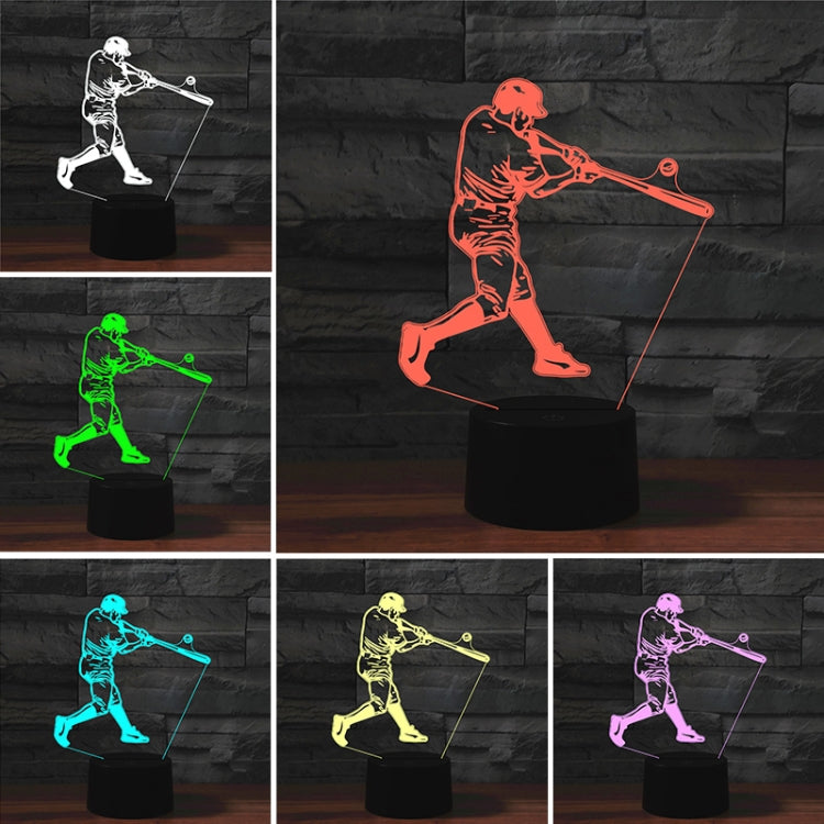 Playing Baseball Shape 3D Colorful LED Vision Light Table Lamp, Crack Touch Version - Novelty Lighting by buy2fix | Online Shopping UK | buy2fix