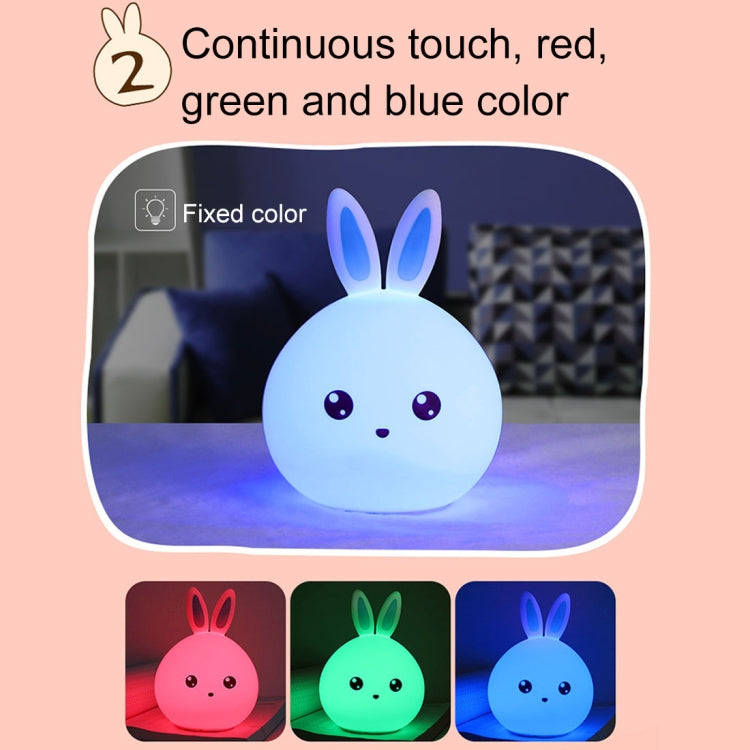 Rabbit Shape Patted Silicone LED Night Light, Creative 7-color Discoloration USB Charging (Pink) - Night Lights by buy2fix | Online Shopping UK | buy2fix