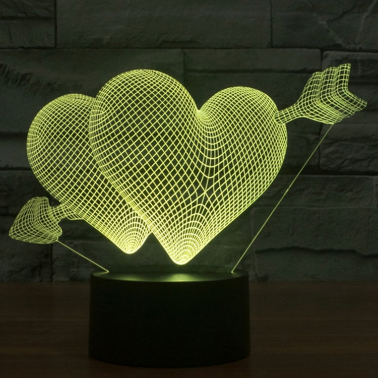 Arrow Through Heart Style 3D Touch Switch Control LED Light , 7 Colour Discoloration Creative Visual Stereo Lamp Desk Lamp Night Light - Novelty Lighting by buy2fix | Online Shopping UK | buy2fix