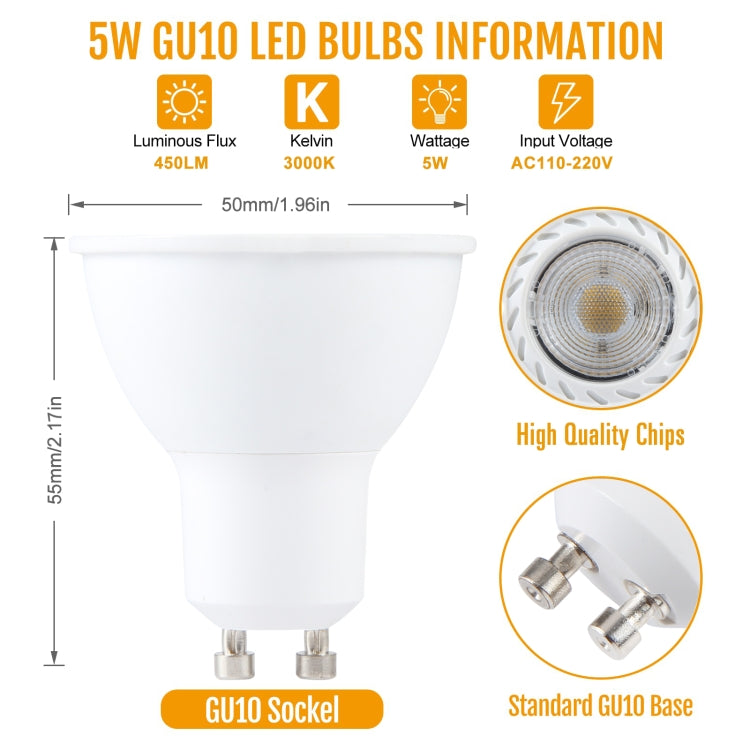 GU10 5W 8 LEDs SMD 2835 LED Spotlight 3000K Dimmable, AC 220V (Warm White) - LED Blubs & Tubes by buy2fix | Online Shopping UK | buy2fix