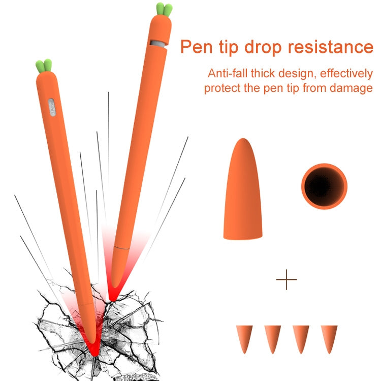 LOVE MEI For Apple Pencil 2 Carrot Shape Stylus Pen Silicone Protective Case Cover(Orange) - Pencil Accessories by LOVE MEI | Online Shopping UK | buy2fix