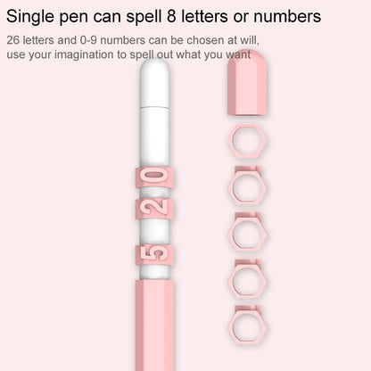 LOVE MEI For Apple Pencil 1 Number Letter Design Stylus Pen Silicone Protective Case Cover(Pink) - Pencil Accessories by LOVE MEI | Online Shopping UK | buy2fix