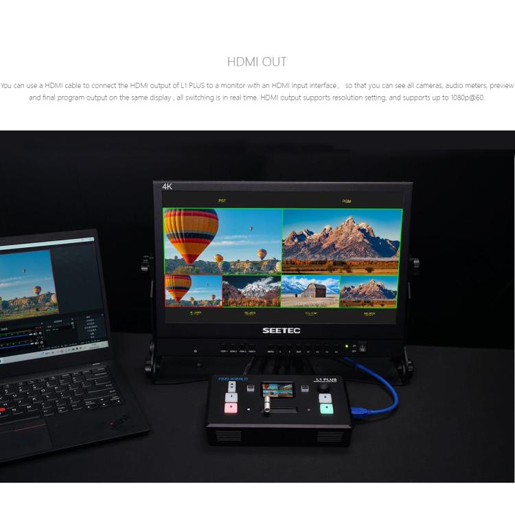 FEELWORLD L1 PLUS Multi-camera Video Mixer Switcher Touch Screen PTZ Control USB3.0 Fast Streaming Switcher (US Plug) - Live Sound Effects Processors by FEELWORLD | Online Shopping UK | buy2fix