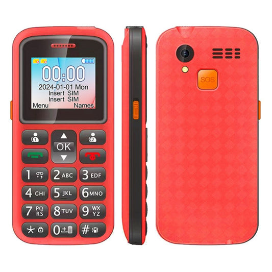 UNIWA M220 Elder Mobile Phone, 1.77 inch, 800mAh Battery, Network: 2G, SOS, LED Flashlight, FM, EU Plug (Red) - UNIWA by UNIWA | Online Shopping UK | buy2fix