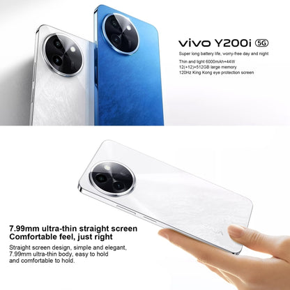 vivo Y200i, Dual Back Cameras, 8GB+256GB, Face ID Screen Fingerprint Identification, 6.72 inch Android 14.0 OriginOS 4 Snapdragon 4 Gen 2 Octa Core 2.2GHz, OTG, Network: 5G, Support Google Play (White) - vivo by vivo | Online Shopping UK | buy2fix