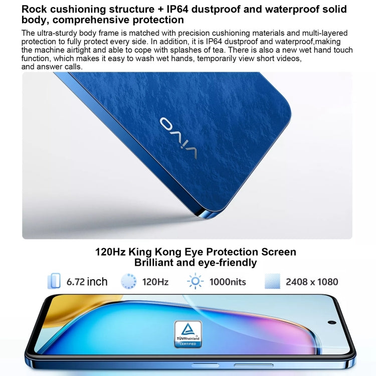 vivo Y200i, Dual Back Cameras, 8GB+256GB, Face ID Screen Fingerprint Identification, 6.72 inch Android 14.0 OriginOS 4 Snapdragon 4 Gen 2 Octa Core 2.2GHz, OTG, Network: 5G, Support Google Play (Black) - vivo by vivo | Online Shopping UK | buy2fix