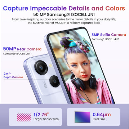 [HK Warehouse] Blackview Oscal MODERN 8, 8GB+256GB, Fingerprint Identification, 6.75 inch Android 13 Unisoc T616 Octa Core up to 2.2GHz, Network: 4G, OTG (Purple) - Blackview by Blackview | Online Shopping UK | buy2fix